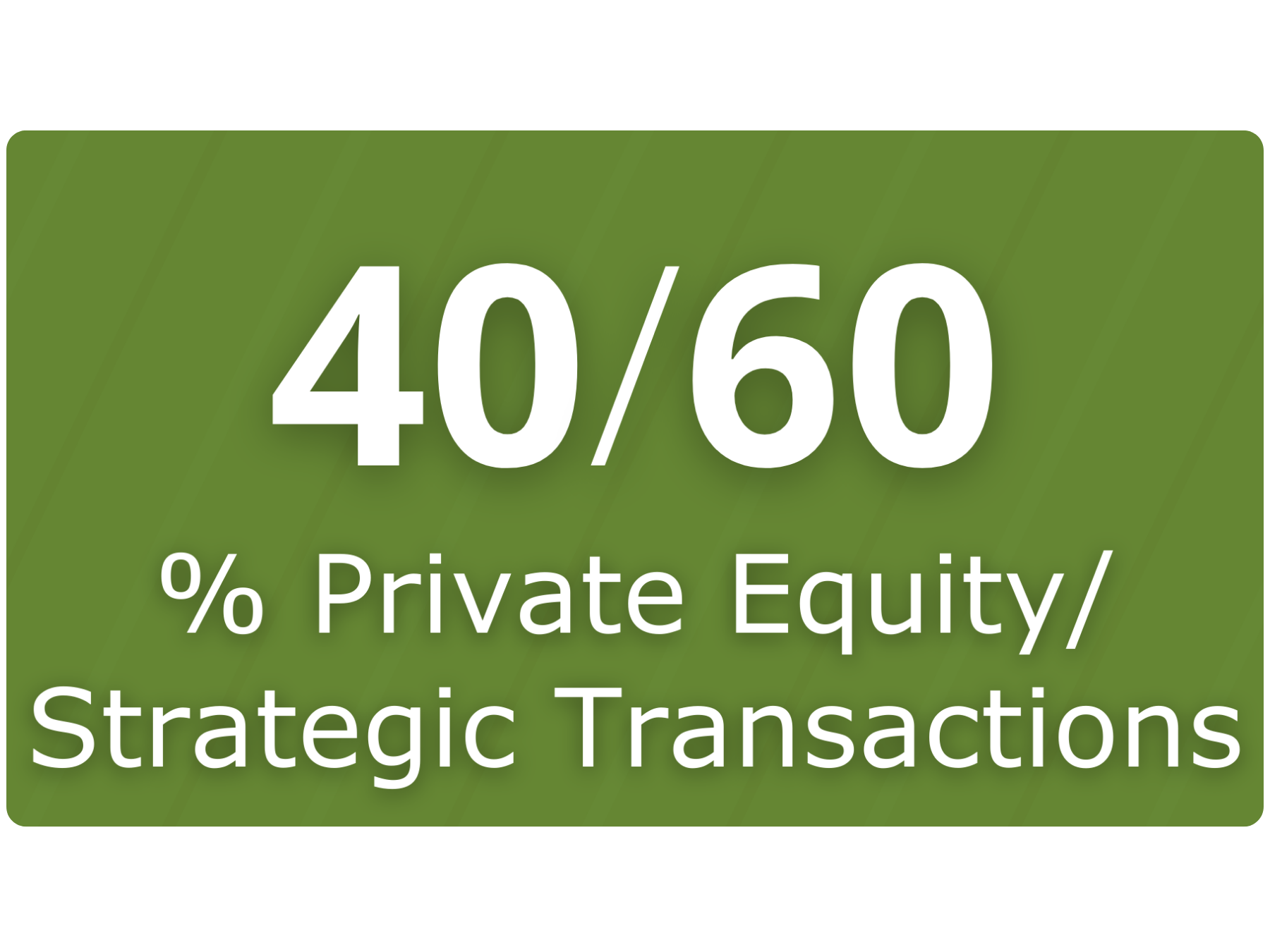 40/60% Private Equity/Strategic